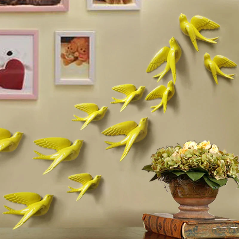 Afralia™ Swallow 3D Wall Stickers Resin Bird Figurine Home Decor Ornament for Living Room