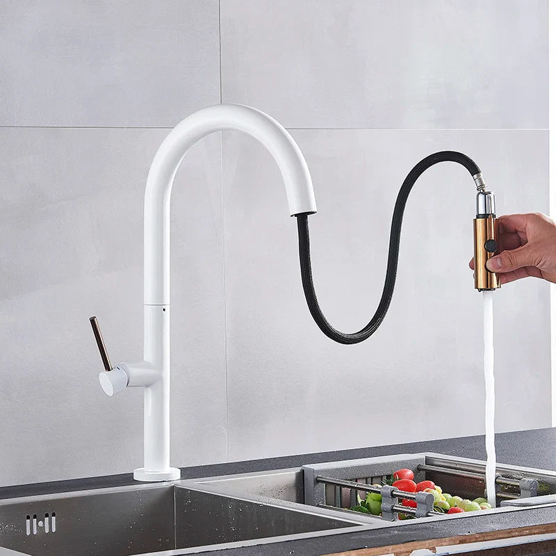 Afralia™ Pull Out Kitchen Faucet Single Handle Mixer Hot Cold Water Taps Deck Mounted