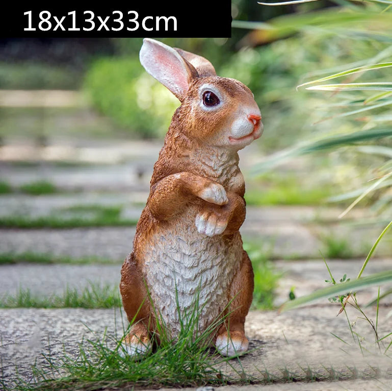 Afralia™ Resin Rabbit Garden Sculpture Miniature Decorative Ornament