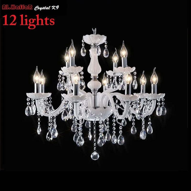 Afralia™ Modern LED Crystal Chandelier with 18 White Arm Lights for Living Room