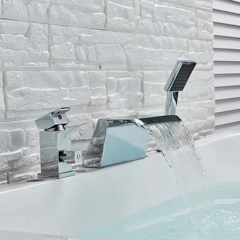 Afralia™ Waterfall Bathtub Faucet Single Handle Handheld Tub Mixer Taps Chrome