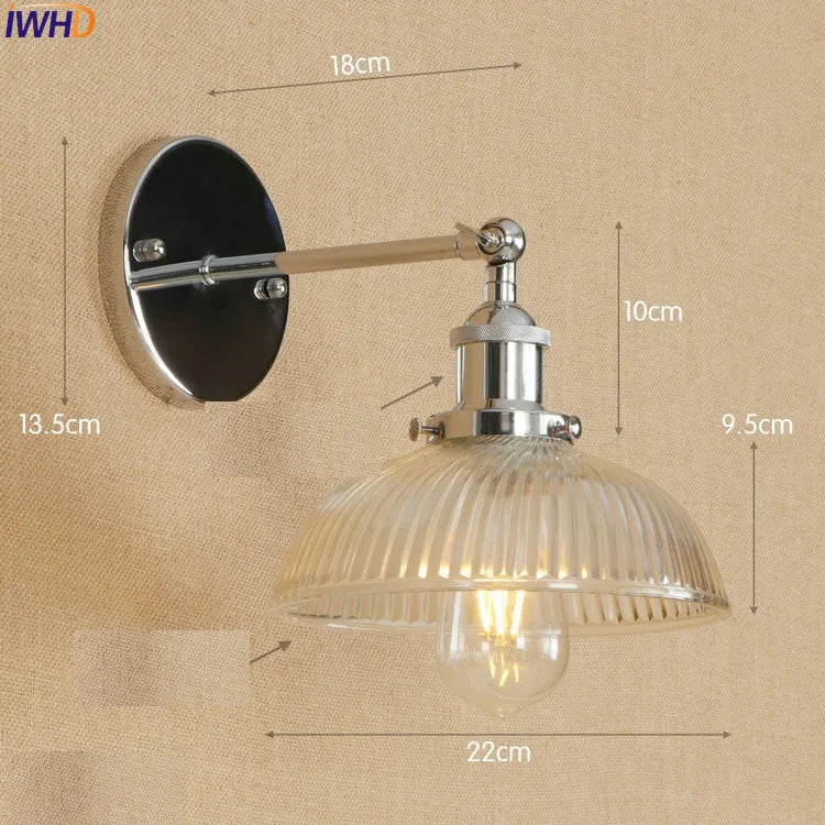 Afralia™ Antique Brass Industrial Swing Arm Wall Sconce - Vintage Glass Wall Light Fixtures