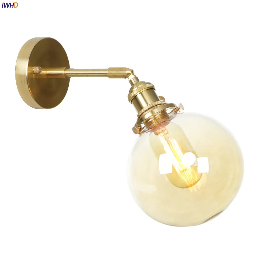 Afralia™ Glass Ball Copper Wall Lamp - Nordic Retro LED Wall Light Sconce