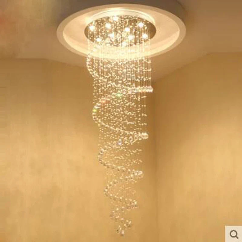 Afralia™ Round Crystal Chandelier Italian Design for Stairwell Living Room Kitchen Lighting