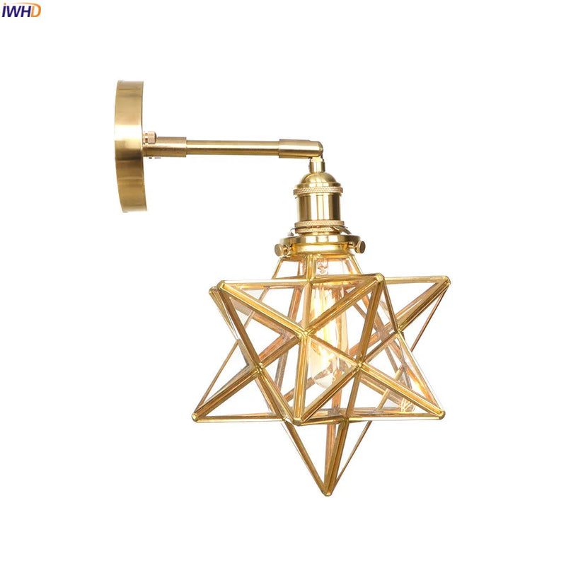 Afralia™ Vintage Copper Wall Lamp with Star Glass | Nordic LED Wall Lights Fixtures