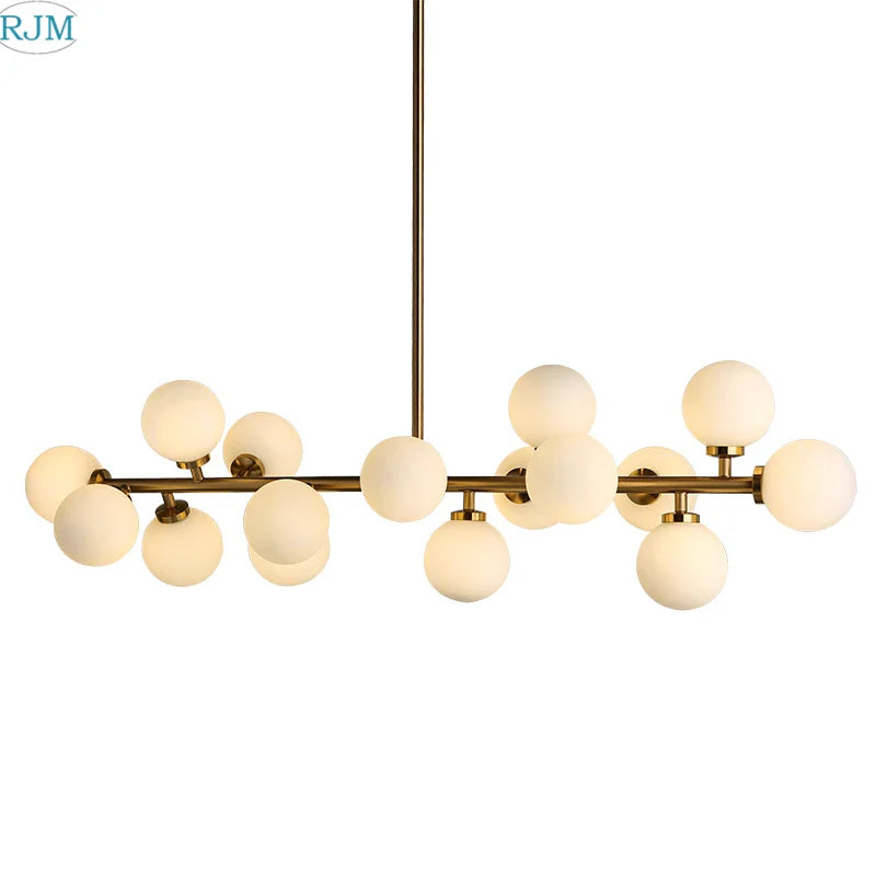 Afralia™ Nordic Glass Ball Chandelier E27 Gold Iron Hanging Lamp for Home Decor & Lighting