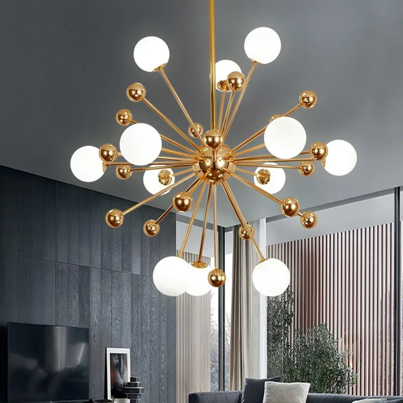 Afralia™ Acrylic Molecule Chandelier Golden Kitchen Restaurant Lighting Sputnik Globe Lamp