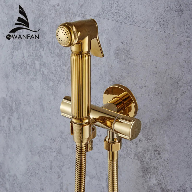 Afralia™ Bidet Faucet Wall Brass Handheld Hygienic Shower Head Sprayer Tap