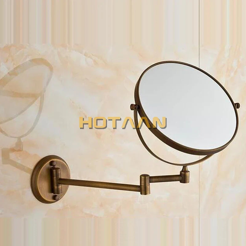 Afralia™ 8" Brass Shave Makeup Mirror Wall Mounted Extendable Arm 1x3x Magnifying