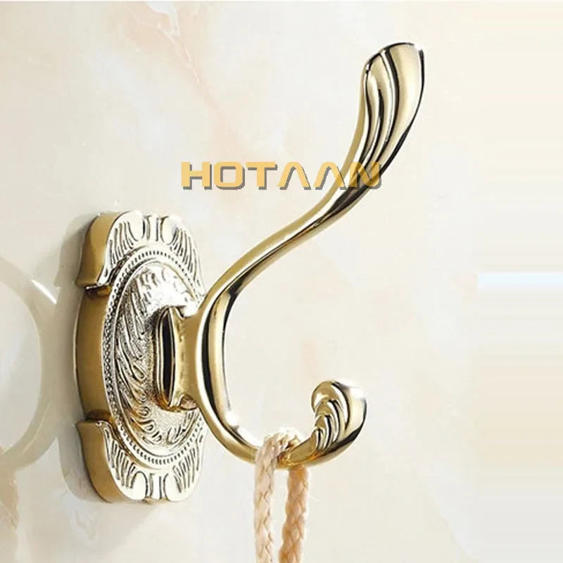 Afralia™ Gold Chrome Wall Hooks, Clothes Hanger, Towel Coat Robe Hook Set