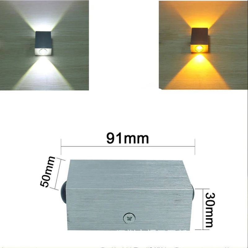 Afralia™ LED Square Wall Lamp for Bedroom/Dining/Restroom - Modern Up Down Spot Light