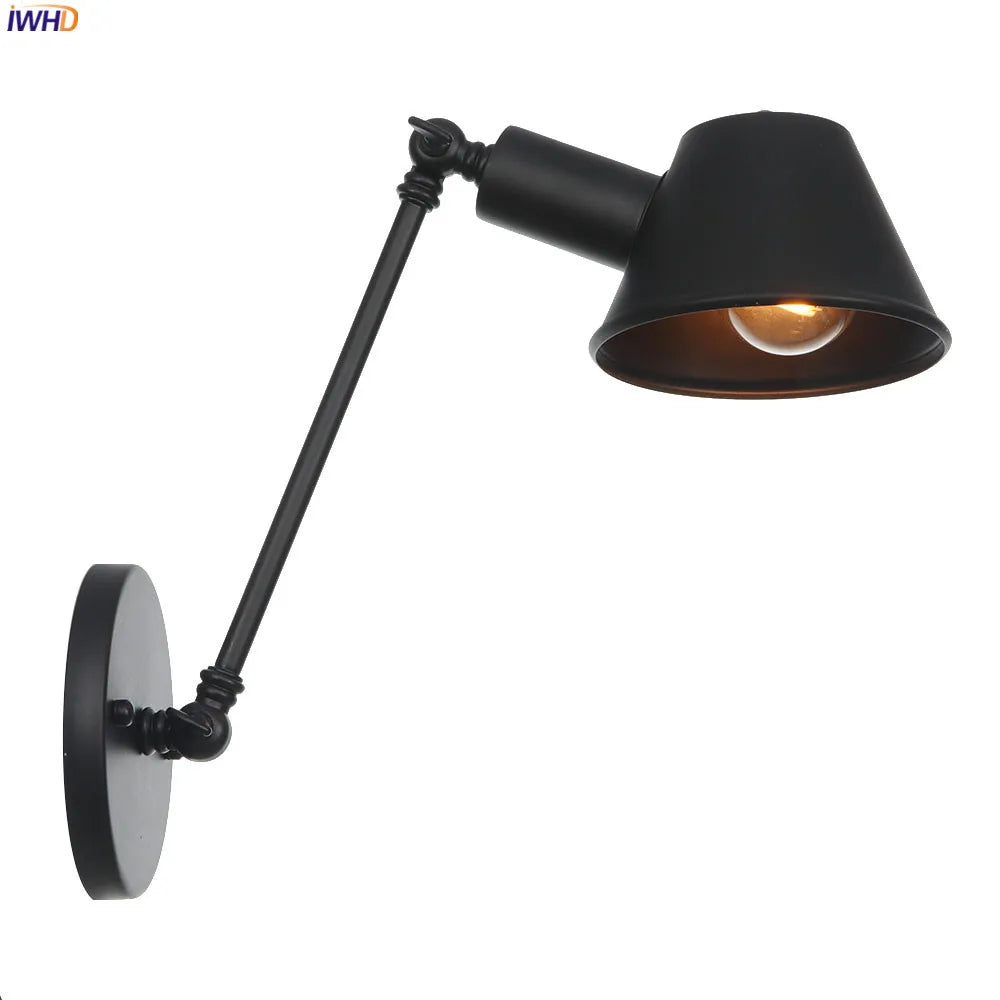 Afralia™ Retro LED Wall Light Adjustable Long Arm Sconce Bedroom Bathroom Stair Loft Vintage