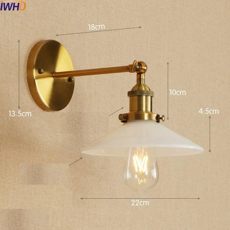 Afralia™ Antique Brass Industrial Swing Arm Wall Sconce - Vintage Glass Wall Light Fixtures