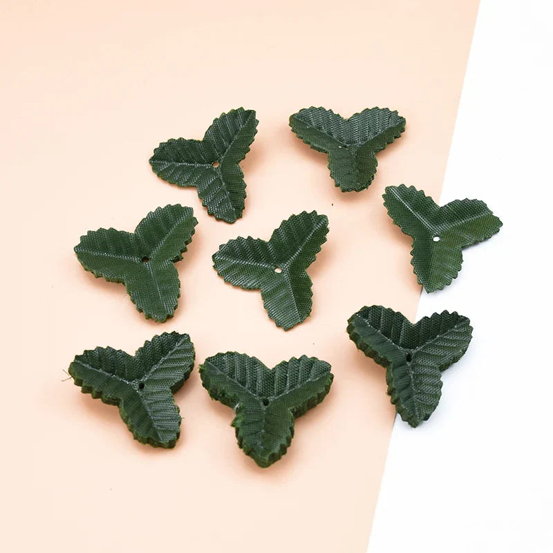 Afralia™ Fake Leaves Christmas Decor for Home Wedding DIY Gifts Box Silk Green Leaf