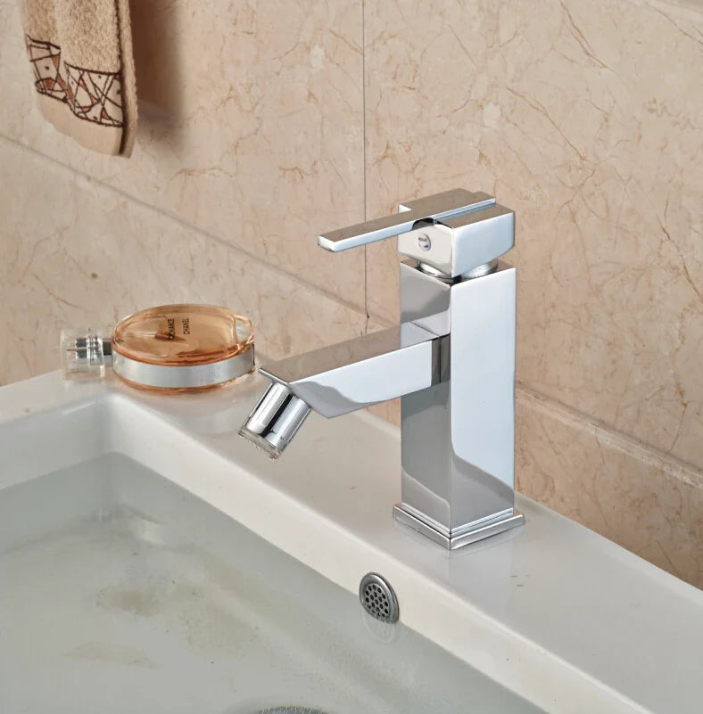 Afralia™ LED 3 Color Bidet Faucet, Single Handle Deck Mount Washbasin Mixer Tap, Chrome