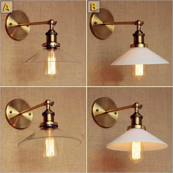 Afralia™ White Glass Retro Industrial Wall Sconce, Vintage Edison Style Wall Lights Fixtures