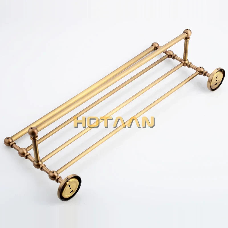 Afralia™ Brass Towel Rack, Antique Brass Holder, 50cm Shelf, Bathroom Accessories
