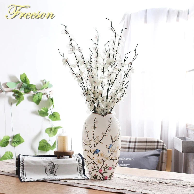 Afralia™ Bird Butterfly Porcelain Vase: British Rural Ceramic Flower Decoration