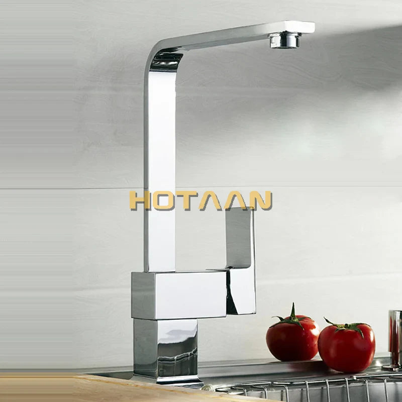 Afralia™ Brass Square Swivel Kitchen Faucet Mixer for Sink