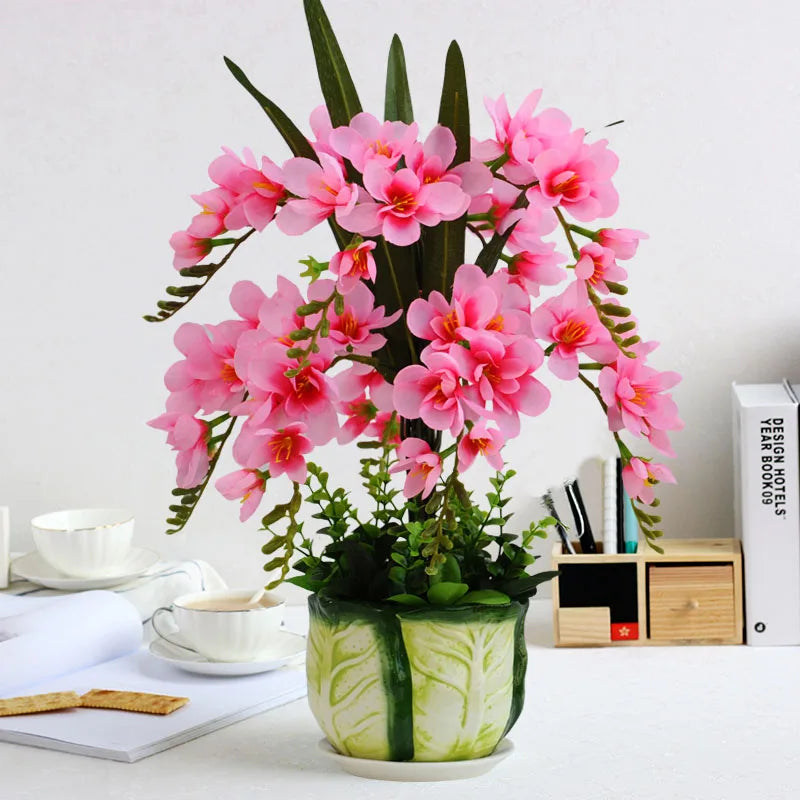 Afralia™ Phalaenopsis Orchid Vase Set - Artificial Flower Home Decoration Bouquet