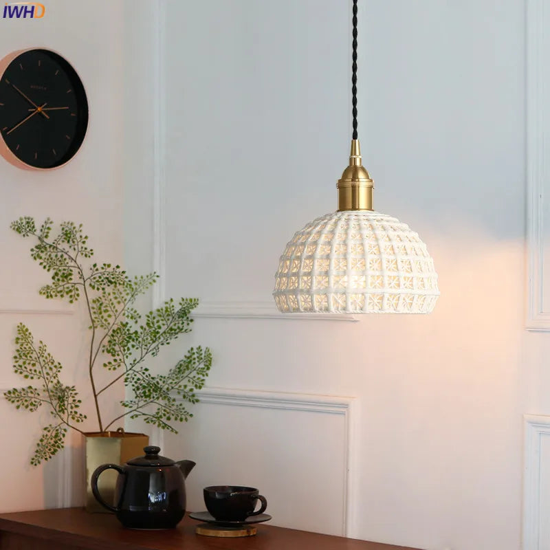Afralia™ Ceramic Copper Pendant Light | Nordic Japan Style Dinning Living Room Lamp