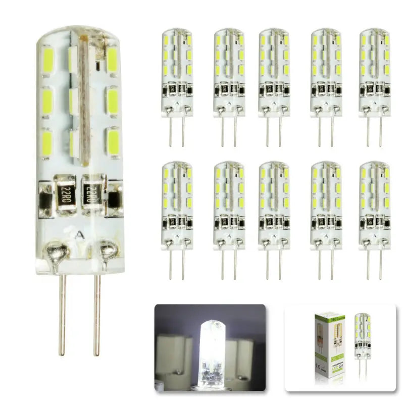 Afralia™ LED Corn Lamp 10-Pack 2W G4 3014 SMD 24-LED Bulbs Warm Cold White
