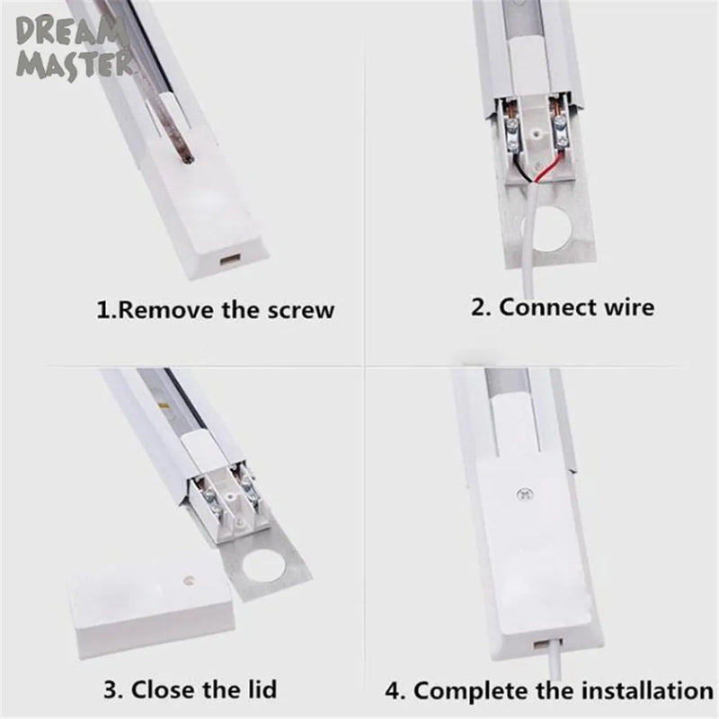 Afralia™ Ceiling Track Rail Connector Set: Black/White, Straight/Cross, 0.5m/1m, 2-Wire