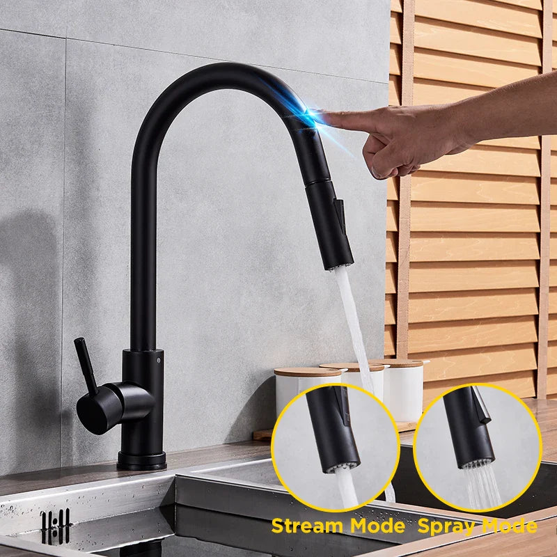 Afralia™ Black Kitchen Faucet Touch Sensor Mixer Tap