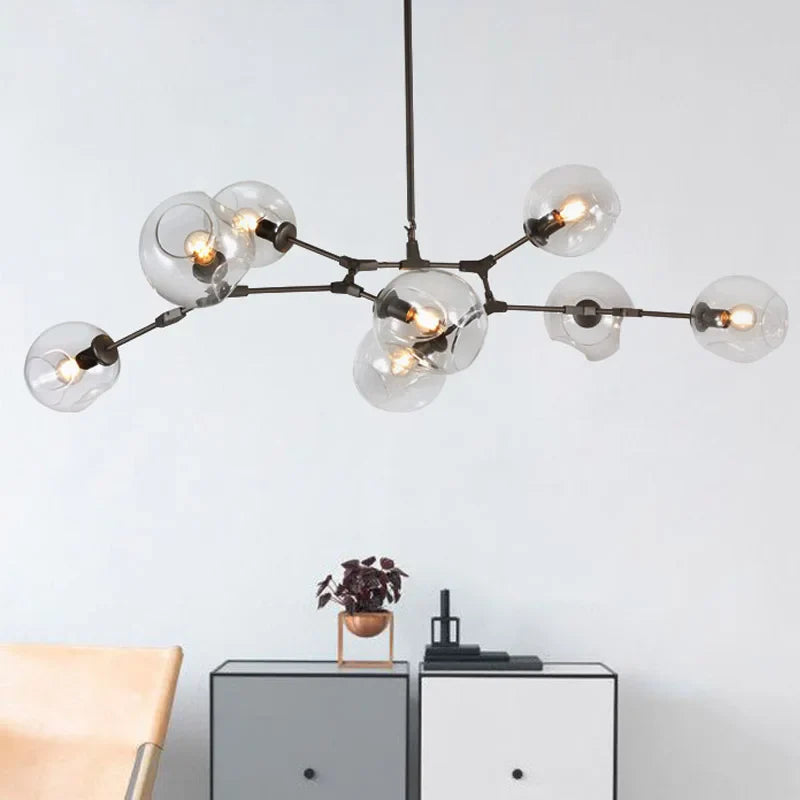 Afralia™ Industrial Globe Glass Chandelier, Modern Minimalist Design, E27 Lamps