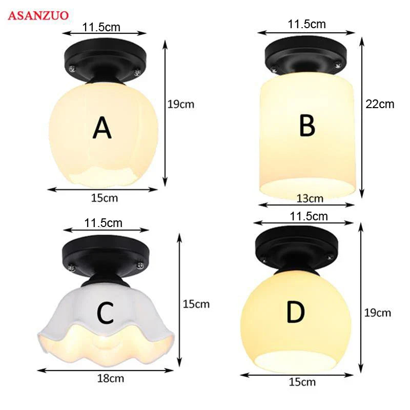 Afralia™ Glass Ceiling Lights for Home, Corridor, Bedroom - Iron Ceiling Lamp