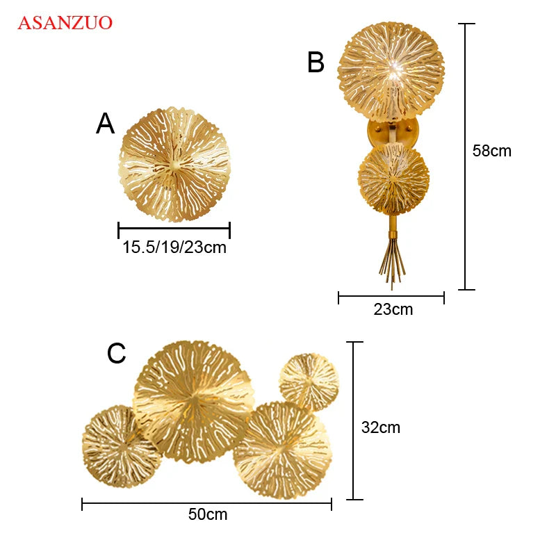 Afralia™ Lotus Leaf Copper Wall Lamp LED Light for Home Decor