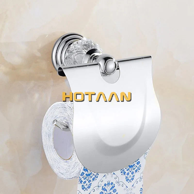 Afralia™ Crystal Chrome Toilet Paper Holder - Wall Mount Paper Towel Rack