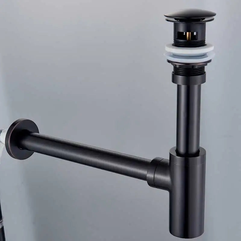 Afralia™ Bronze Round Siphon Bottle Trap Black P-TRAP for Bathroom Vanity Basin