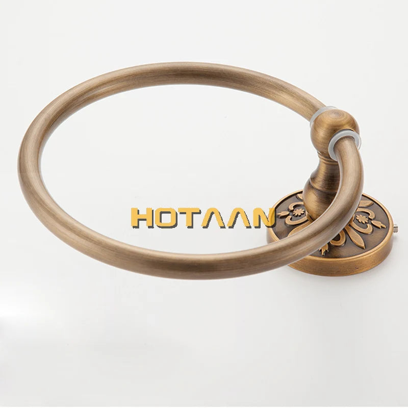Afralia™ Antique Brass Wall-Mounted Round Towel Holder - Classic Bathroom Accessories