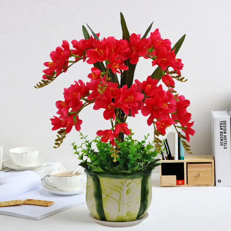 Afralia™ Phalaenopsis Orchid Vase Set - Artificial Flower Home Decoration Bouquet