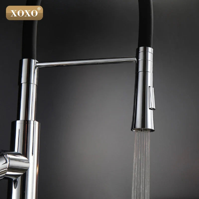 Afralia™ Dual Sprayer Nozzle Kitchen Sink Faucet, Black and Chrome Finish
