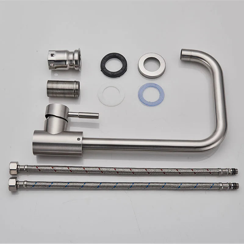 Afralia™ Brushed Nickel Kitchen Faucet Swivel Spout Single Lever Mixer Tap