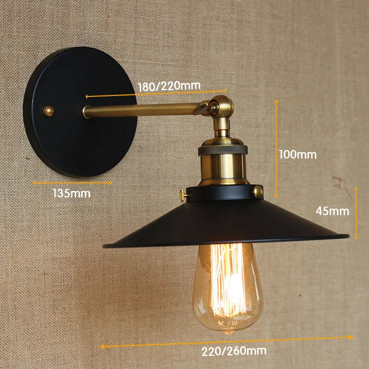 Afralia™ Retro Loft Vintage Wall Lamp Gold Shade Industrial Sconce Fixtures