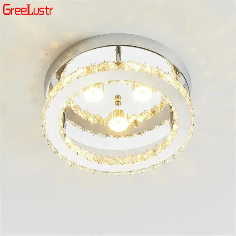 Afralia™ Crystal LED Ceiling Light: Stainless Steel Round Fixture for Bedroom, Kitchen, Bathroom