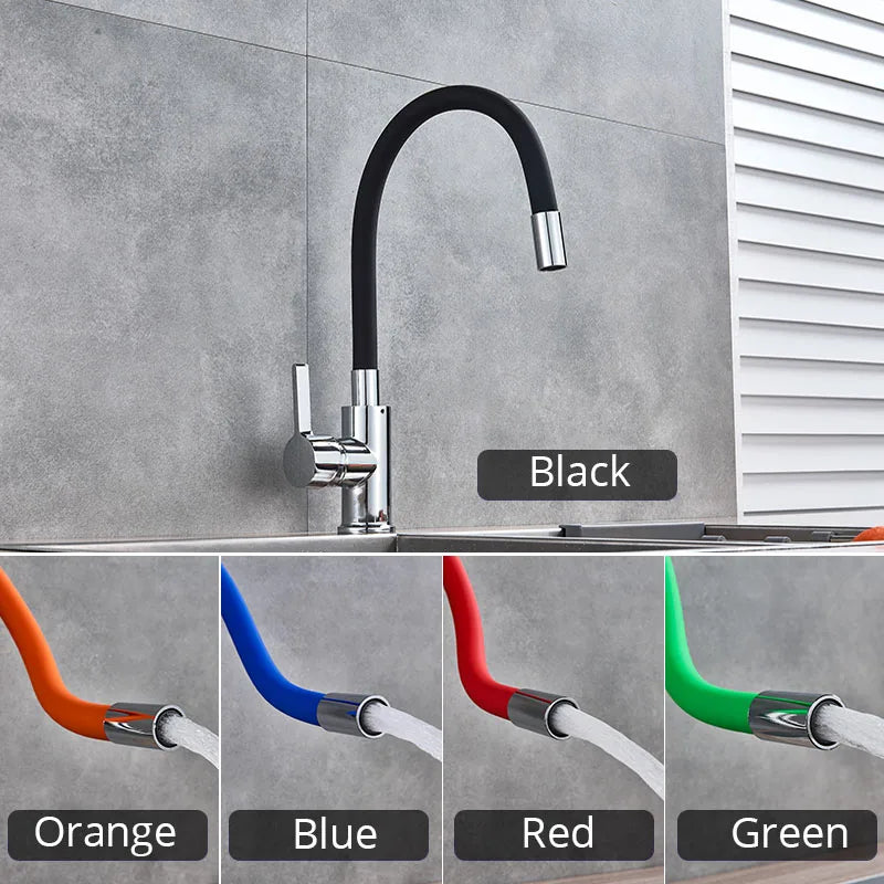 Afralia™ Flexible Neck Kitchen Faucet Chrome Mixer Tap - Universal Hot Cold Deck Mounted