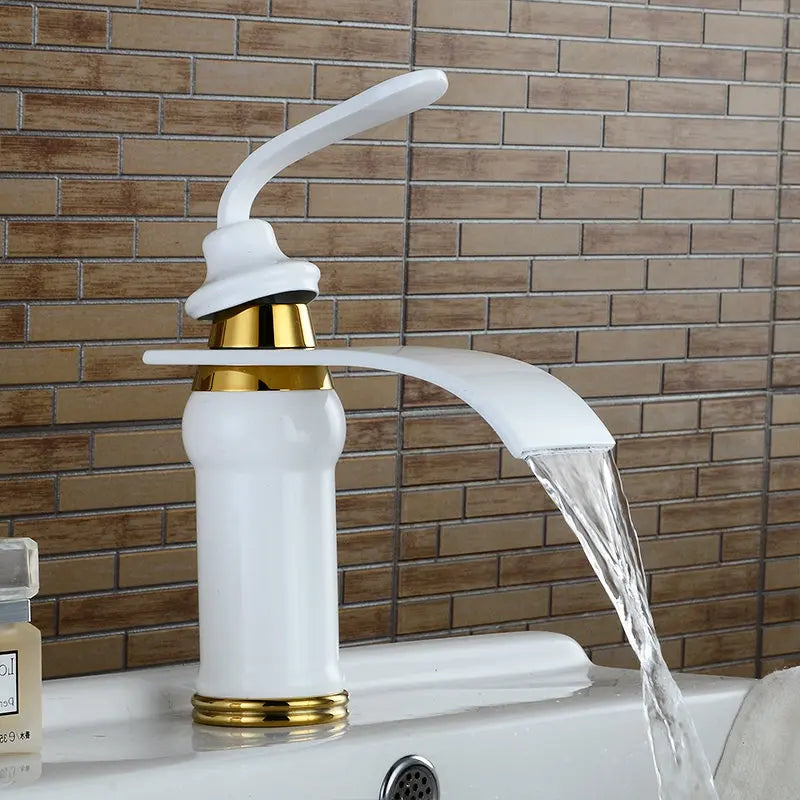 Afralia™ Chrome Brass Waterfall Bathroom Sink Mixer with Big Square Spout