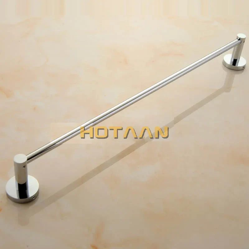 Afralia™ Chrome Brass Round Bath Towel Bar Wall Mounted Holder Toilet Rail