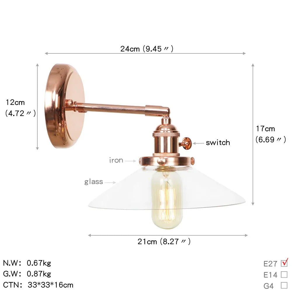 Afralia™ Nordic Rose Gold Wall Lamp LED Sconce for Bedroom Bathroom Mirror