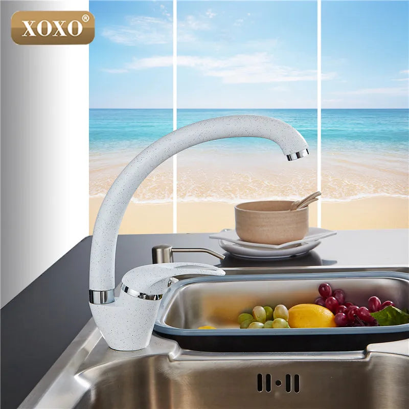Afralia™ Multi-color Copper Kitchen Faucet Cold Hot Water Tap Single Handle Black White Khaki