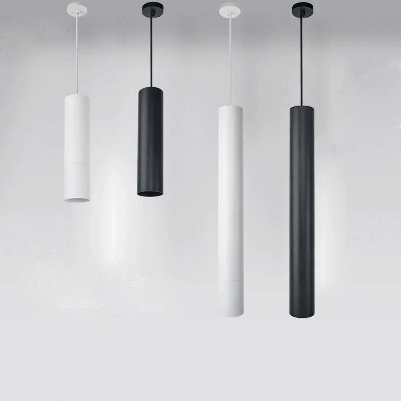 Afralia™ Modern LED Pendant Lights: Restaurant, Dining, Bar Lamps - Black/White Cylindrical Design