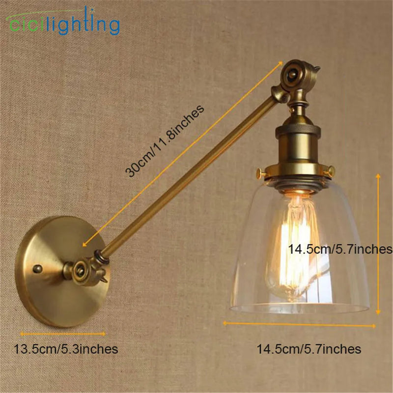 Afralia™ Brass Copper Wall Sconce Glass Wall Lamp