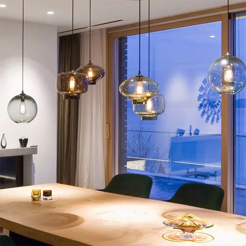 Afralia™ Glass Bowl Pendant Lights: Modern Colorful E27 Hanging Lamps for Kitchen, Living Room, Bedroom.