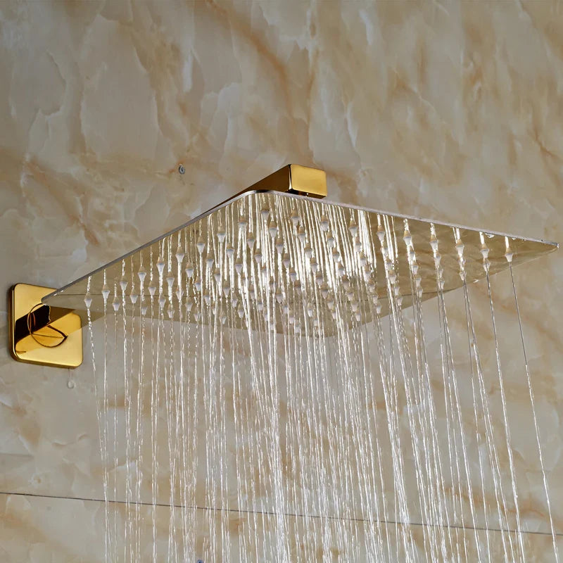 Afralia™ Stainless Steel Rain Shower Head in Square and Round Golden Finish