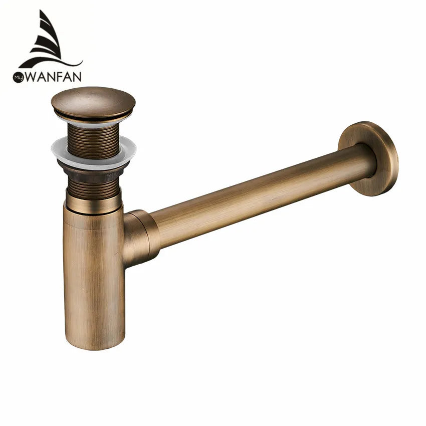 Afralia™ Brass Round Bottle Trap Oil Rubbed Bronze Black Siphon for Bathroom Vanity