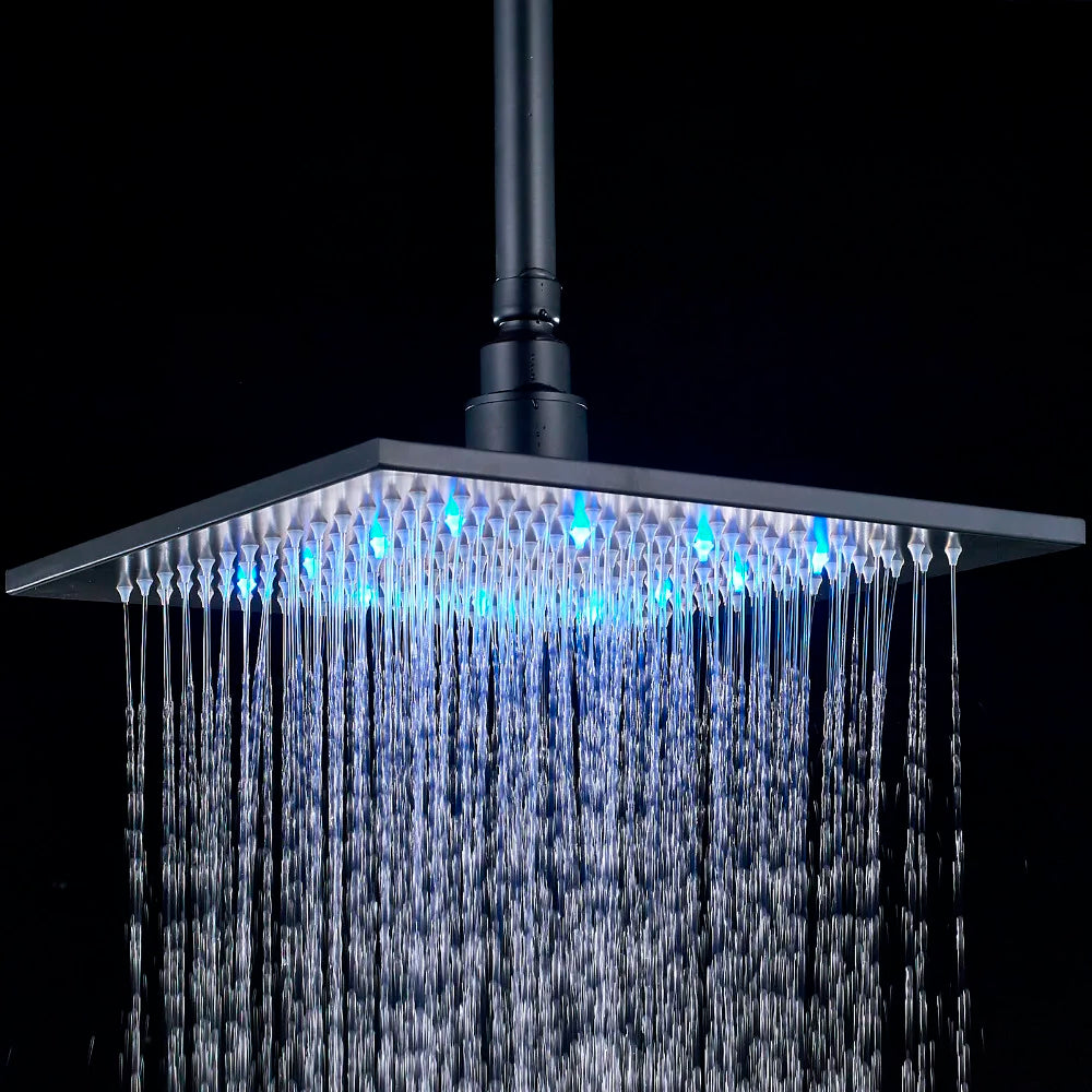 Afralia™ Brushed Nickel LED 16" Rainfall Shower Head with Color Changing Lights